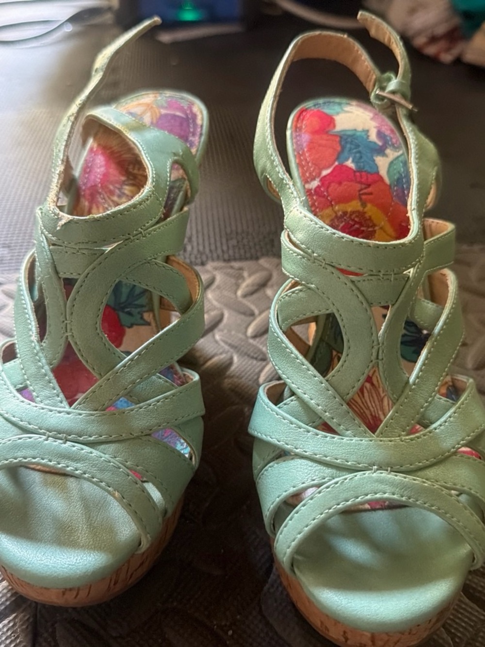 Women’s Mint Green Strappy Wedge Sandals
